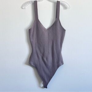 Abercrombie & Fitch Soft Ribbed Knit Beige Taupe Street Tank Bodysuit